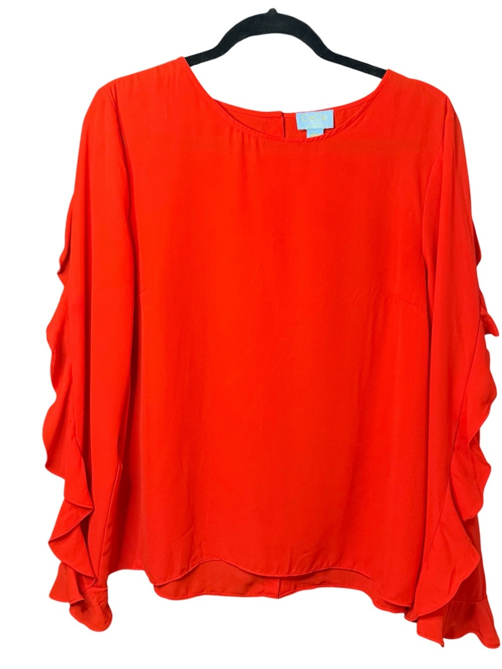 Women's Red Ruffle Long Sleeve Blouse